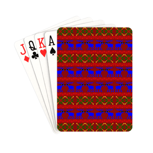Christmas Ugly Sweater Deal With It Reindeer on Red Playing Cards 2.5"x3.5"
