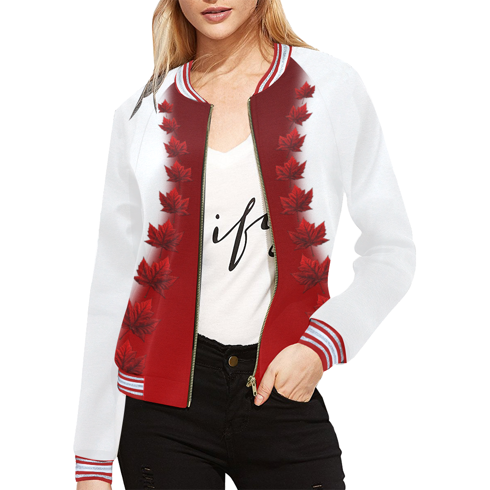 Canada Bomber Jackets Women's Canada Jackets All Over Print Bomber Jacket for Women (Model H21)