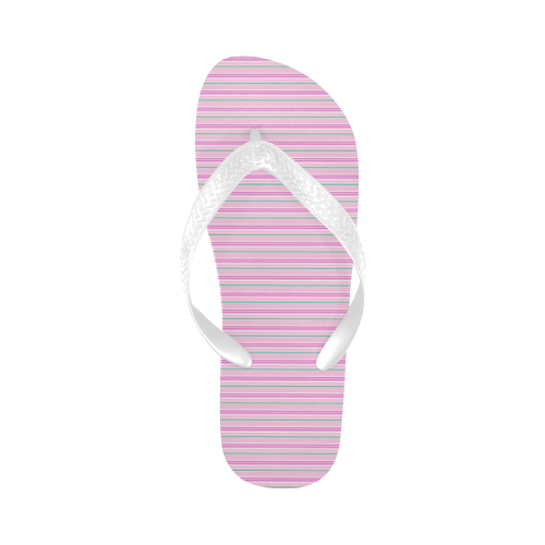 Pink Stripes Horizontal Flip Flops for Men/Women (Model 040)