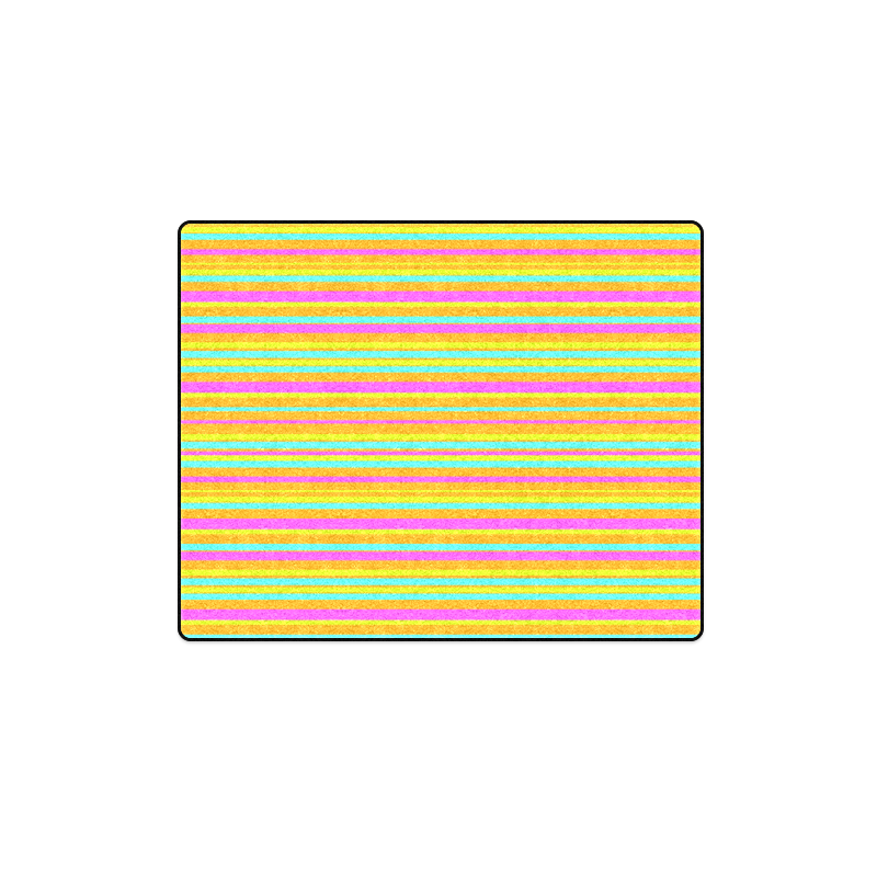 Neon Stripes  Tangerine Turquoise Yellow Pink Blanket 40"x50"