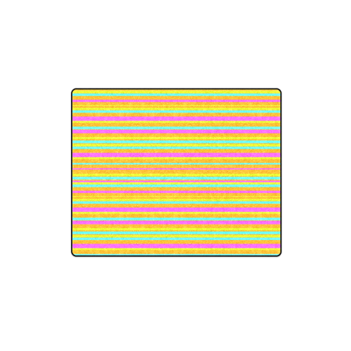 Neon Stripes  Tangerine Turquoise Yellow Pink Blanket 40"x50"