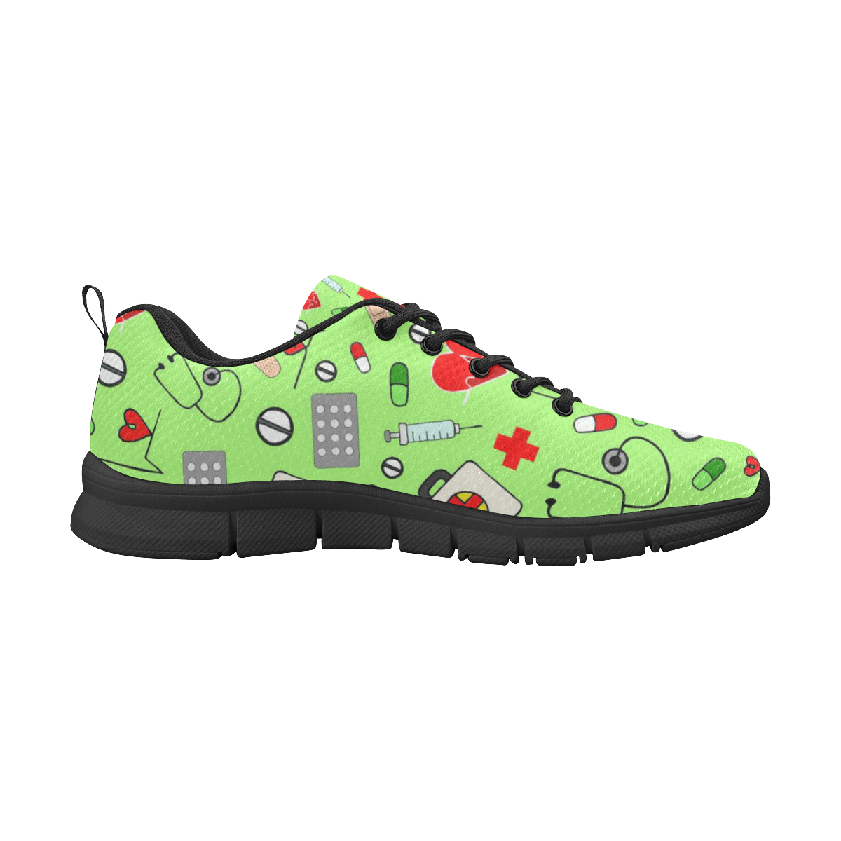 green nurses pattern womens runners Women's Breathable Running Shoes (Model 055)