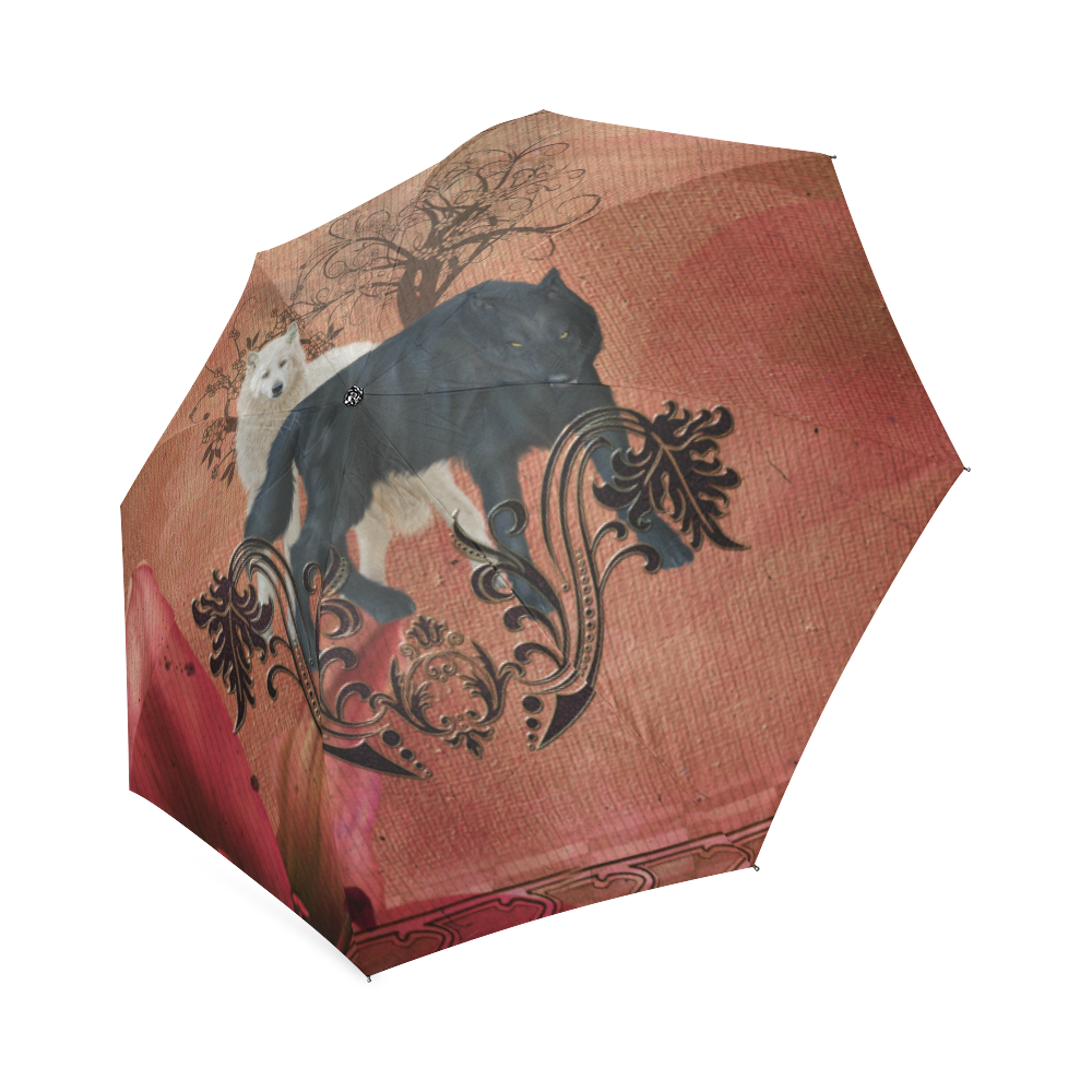 Awesome black and white wolf Foldable Umbrella (Model U01)