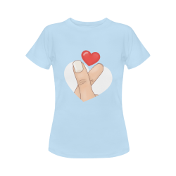 Finger Heart / Blue Women's Classic T-Shirt (Model T17）