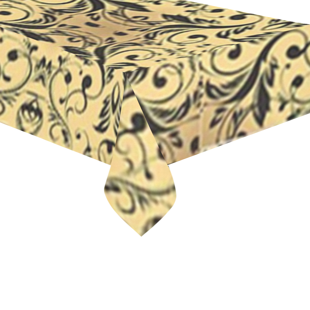 golden seamless floral design tablecloth Cotton Linen Tablecloth 60"x120"