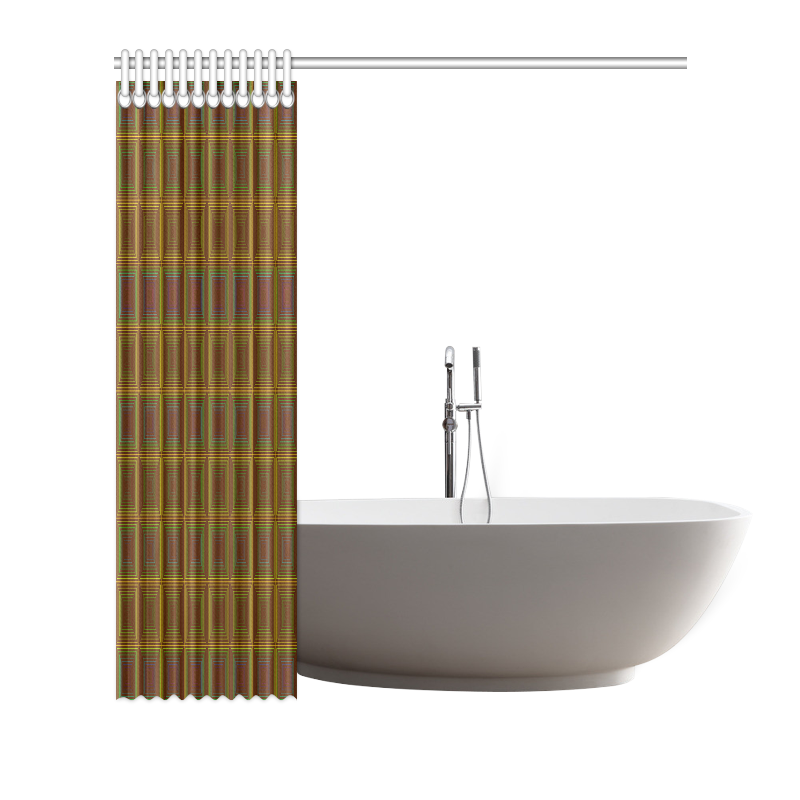 Golden brown multicolored multiple squares Shower Curtain 66"x72"