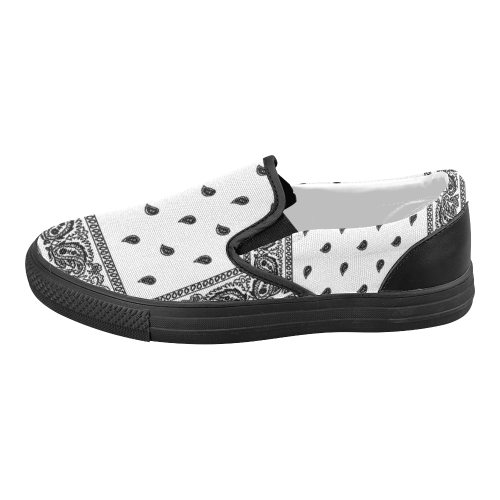 White Bandana Women's Slip-on Canvas Shoes (Model 019)