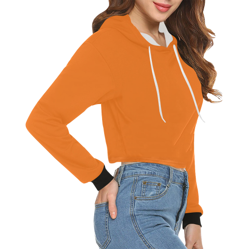 color pumpkin All Over Print Crop Hoodie for Women (Model H22)