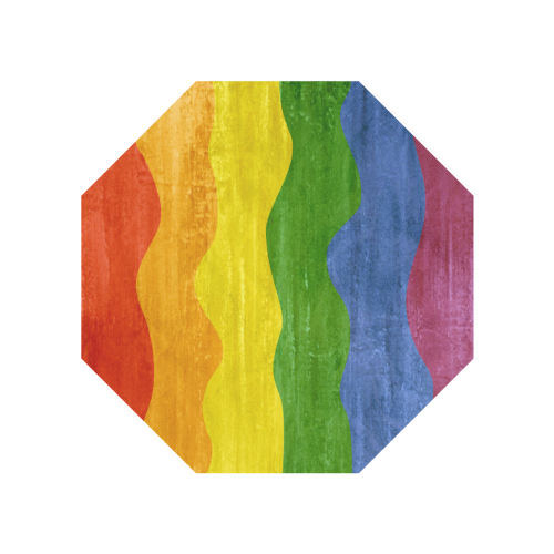 Gay Pride - Rainbow Flag Waves Stripes 3 Anti-UV Auto-Foldable Umbrella (Underside Printing) (U06)