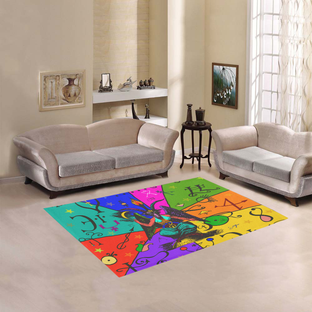 Awesome Baphomet Popart Area Rug 5'3''x4'