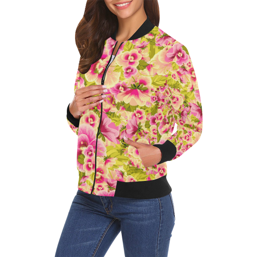 colorful flower pattern All Over Print Bomber Jacket for Women (Model H19)
