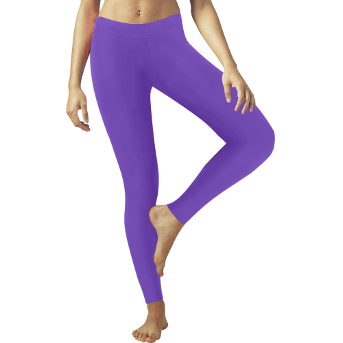Shiny Purple Metallic Women's Low Rise Leggings (Invisible Stitch) (Model L05)