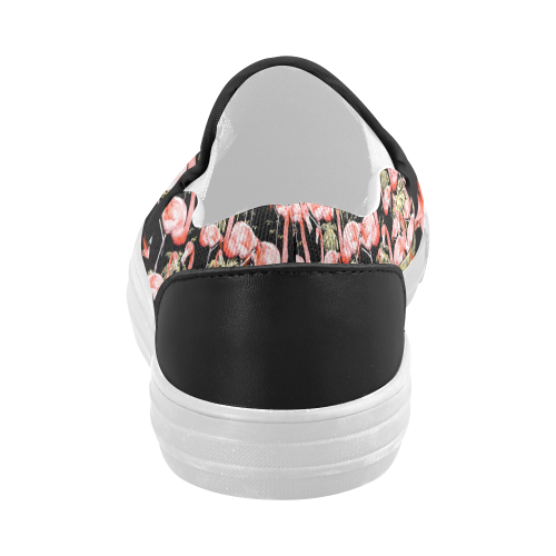 Pattern of flamingos among golden palm trees 2 Women's Slip-on Canvas Shoes (Model 019)