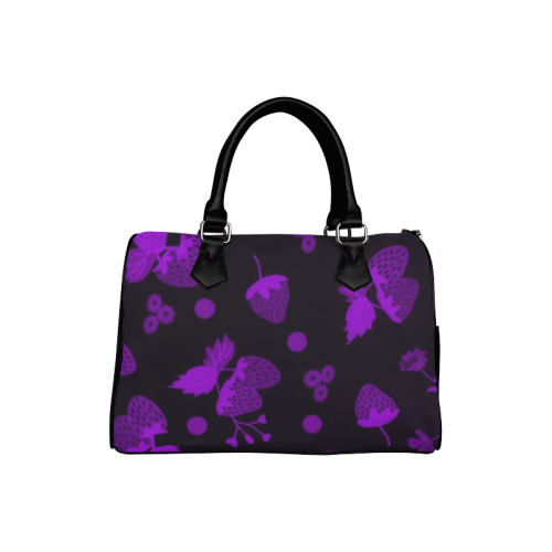 Cute Japanese Purple Berry Design Boston Handbag (Model 1621)