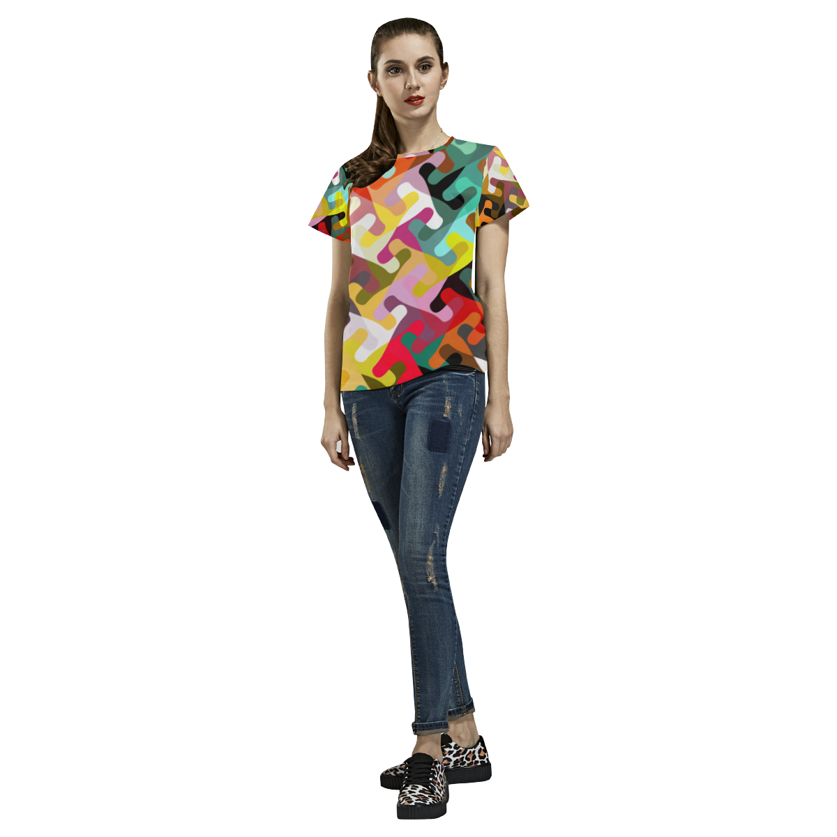 Colorful shapes All Over Print T-Shirt for Women (USA Size) (Model T40)