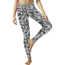 Woodland Urban City Black/Gray Camouflage Women's Low Rise Leggings (Invisible Stitch) (Model L05)
