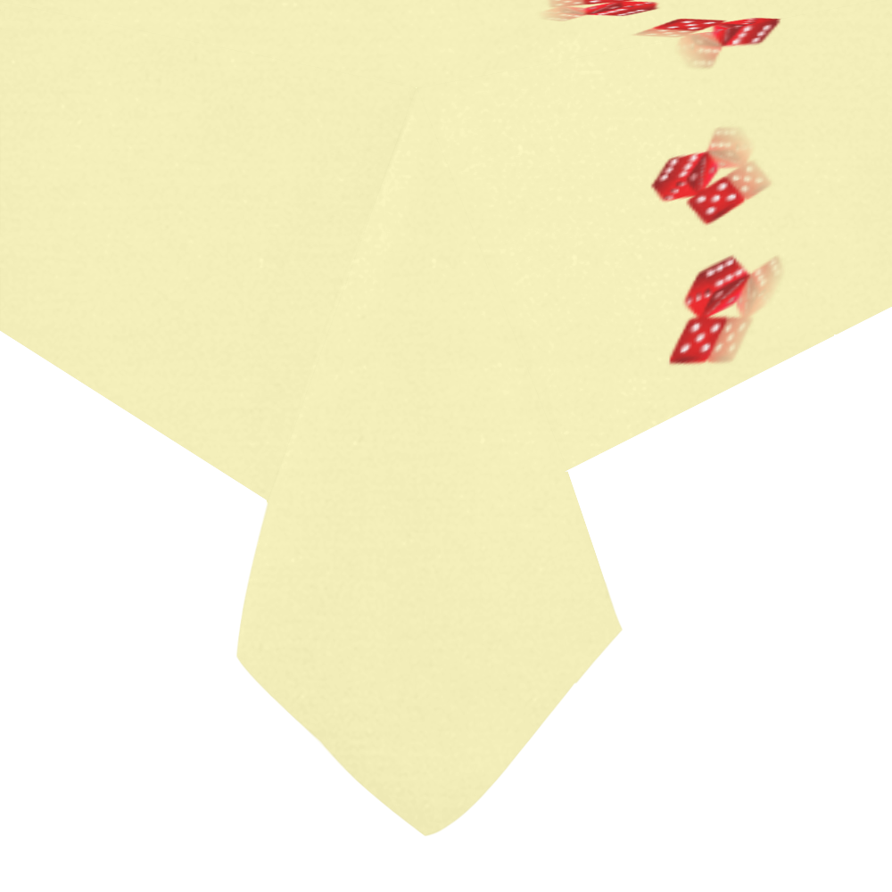 Las Vegas Craps Dice on Yellow Cotton Linen Tablecloth 60" x 90"