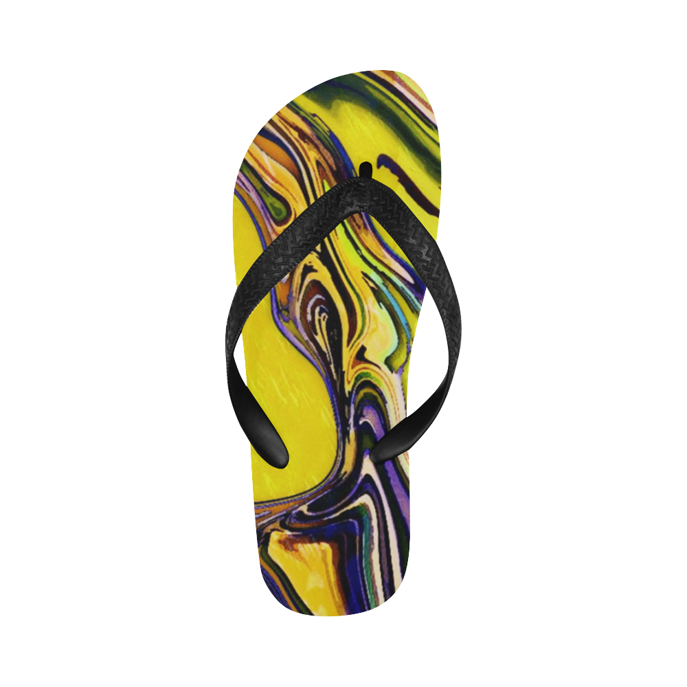 Yellow marble Flip Flops for Men/Women (Model 040)