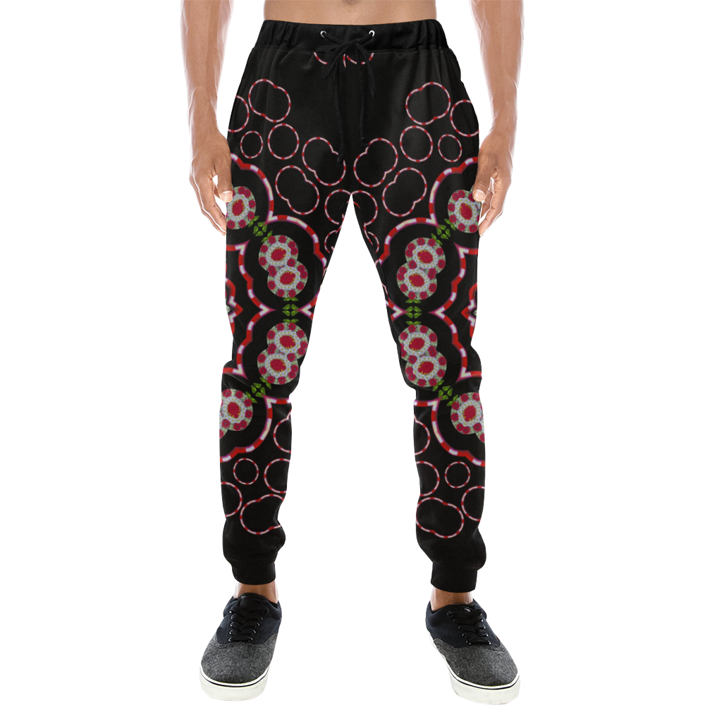 fantasy flowers ornate and polka dots landscape Men's All Over Print Sweatpants (Model L11)