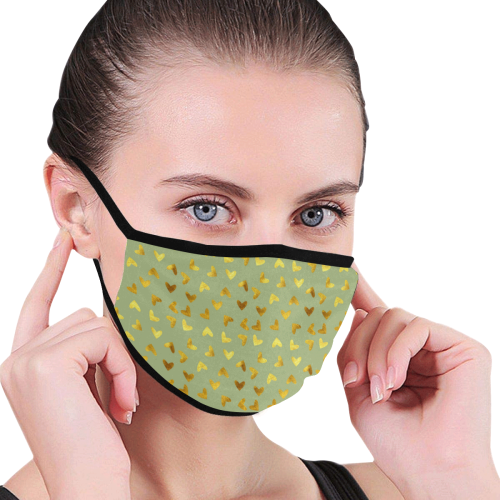 gold heart green Mouth Mask