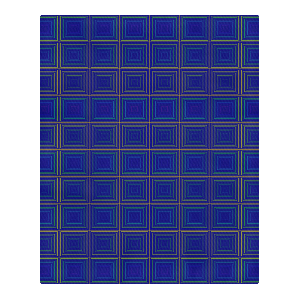 Royal blue golden multicolored multiple squares 3-Piece Bedding Set