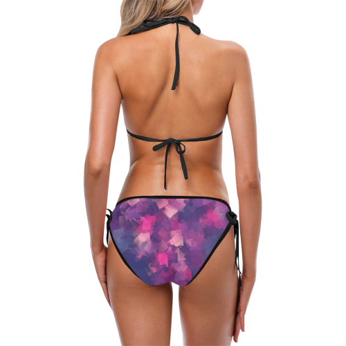 purple pink magenta cubism #modern Custom Bikini Swimsuit (Model S01)