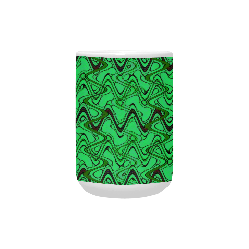 Green and Black Waves pattern design Custom Ceramic Mug (15OZ)