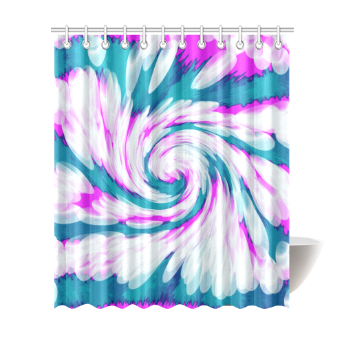 Turquoise Pink Tie Dye Swirl Abstract Shower Curtain 72"x84"
