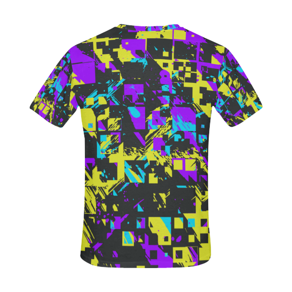 Purple yelllow squares All Over Print T-Shirt for Men (USA Size) (Model T40)