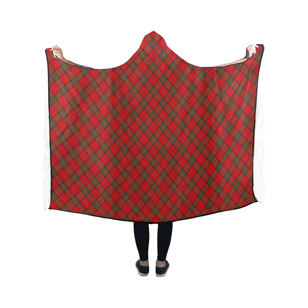 Red Tartan Plaid Pattern Hooded Blanket 50''x40''