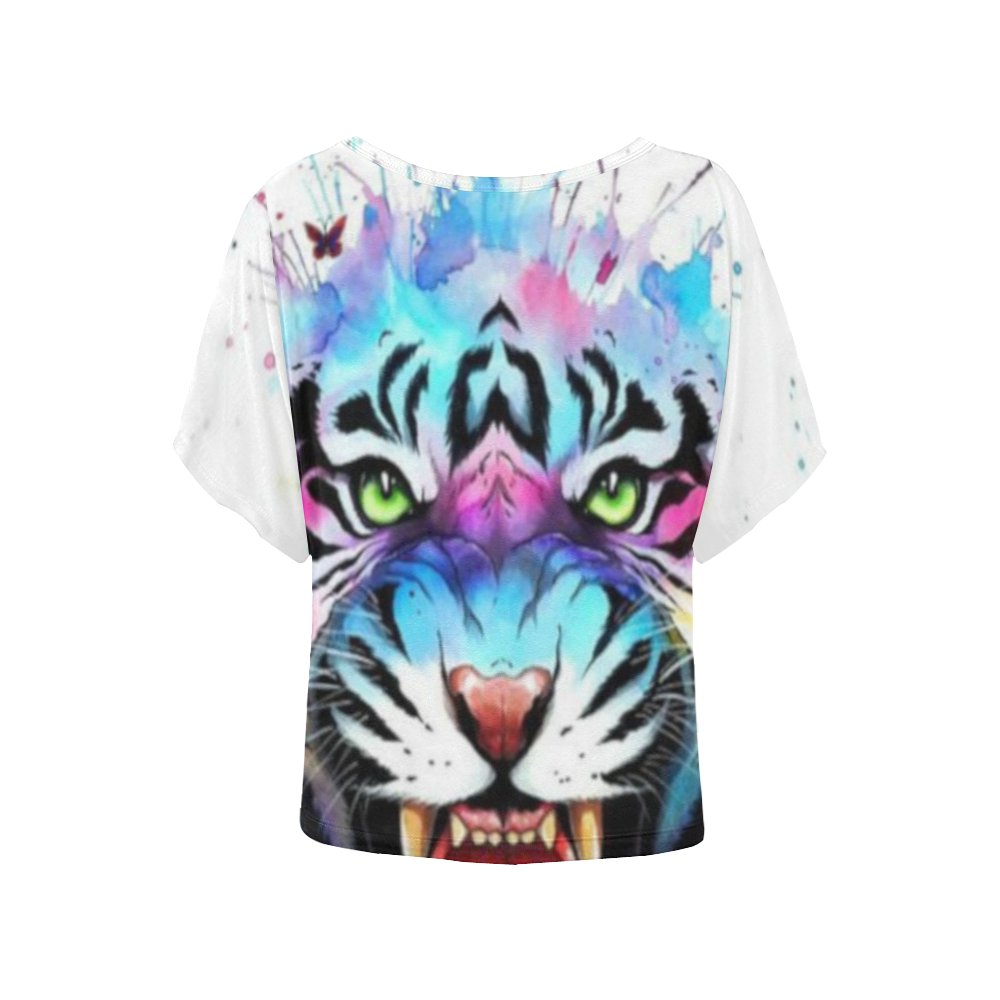 Butterfly tiger Women's Batwing-Sleeved Blouse T shirt (Model T44)