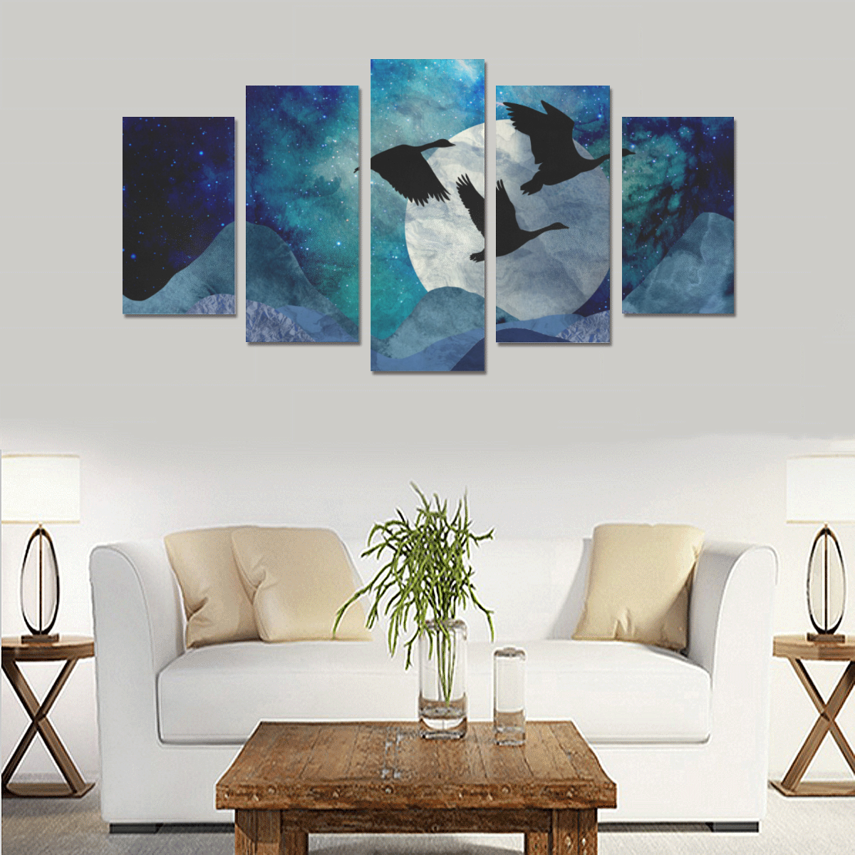 Night In The Mountains Canvas Print Sets A (No Frame)
