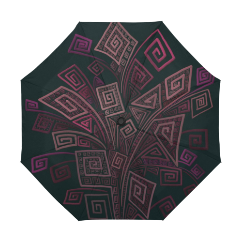 Psychedelic 3D Square Spirals - pink and orange Anti-UV Auto-Foldable Umbrella (U09)