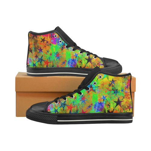 stars and texture colors High Top Canvas Shoes for Kid (Model 017)