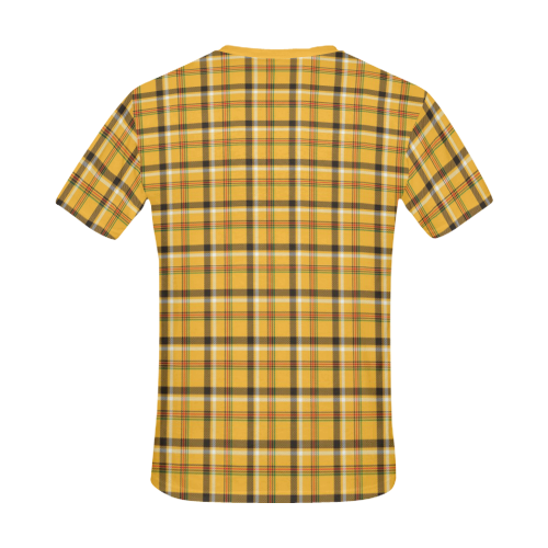 Yellow Tartan (Plaid) All Over Print T-Shirt for Men/Large Size (USA Size) Model T40)