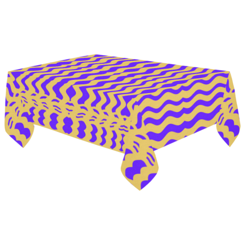 Purple Yellow Modern  Waves Lines Cotton Linen Tablecloth 60"x 104"