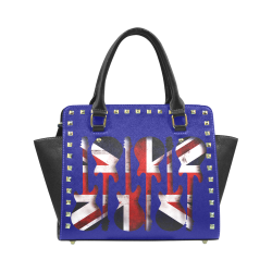 Union Jack British UK Flag Guitars Blue Rivet Shoulder Handbag (Model 1645)