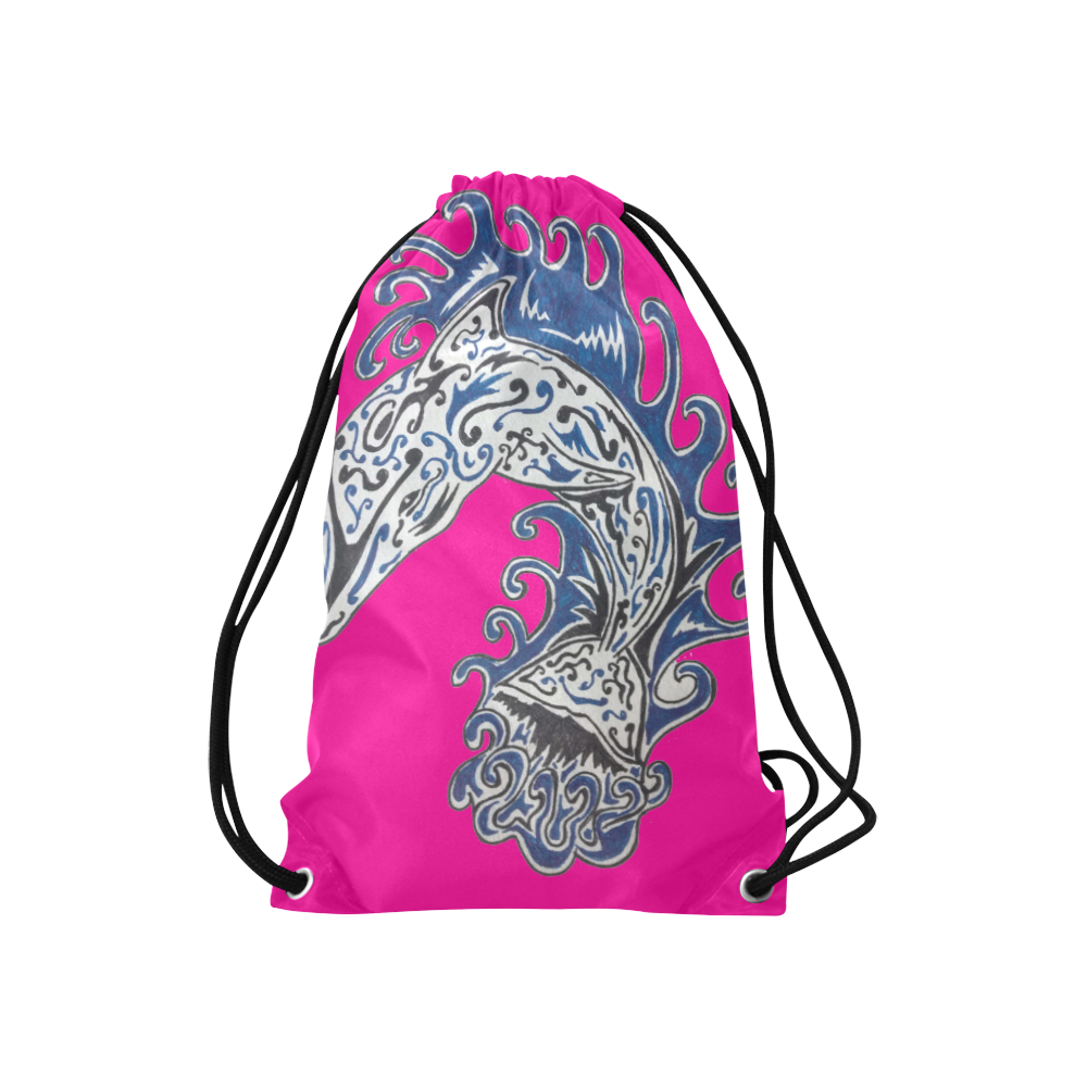 Dolphins Small Drawstring Bag Model 1604 (Twin Sides) 11"(W) * 17.7"(H)