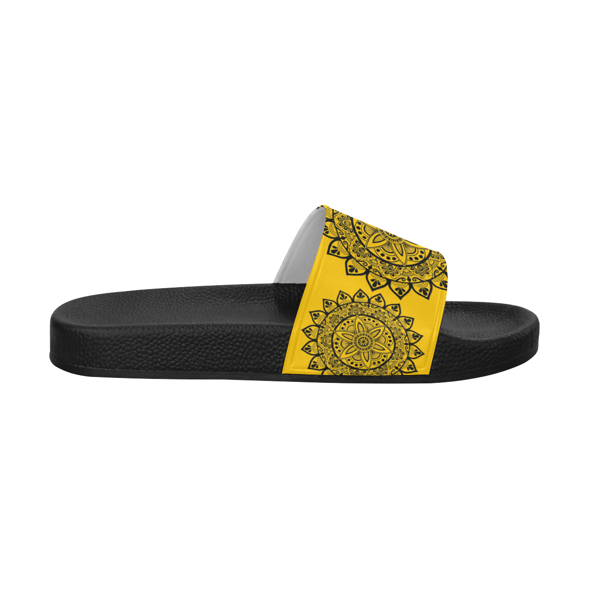 black mandala- yellow slides Women's Slide Sandals (Model 057)