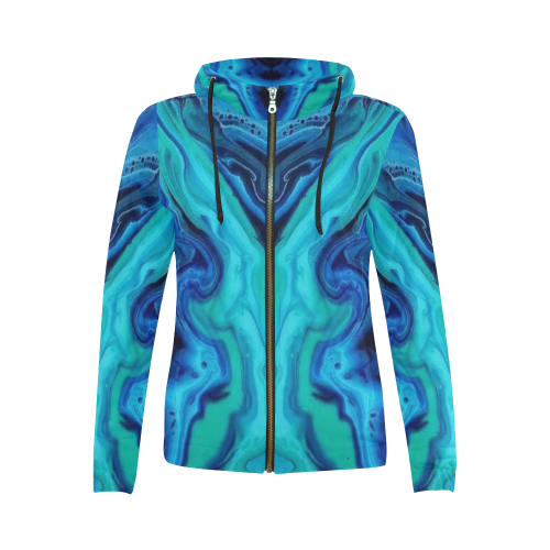 theblues All Over Print Full Zip Hoodie for Women (Model H14)