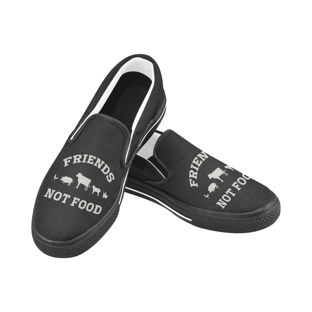 Friends Not Food (Go Vegan) Women's Unusual Slip-on Canvas Shoes (Model 019)