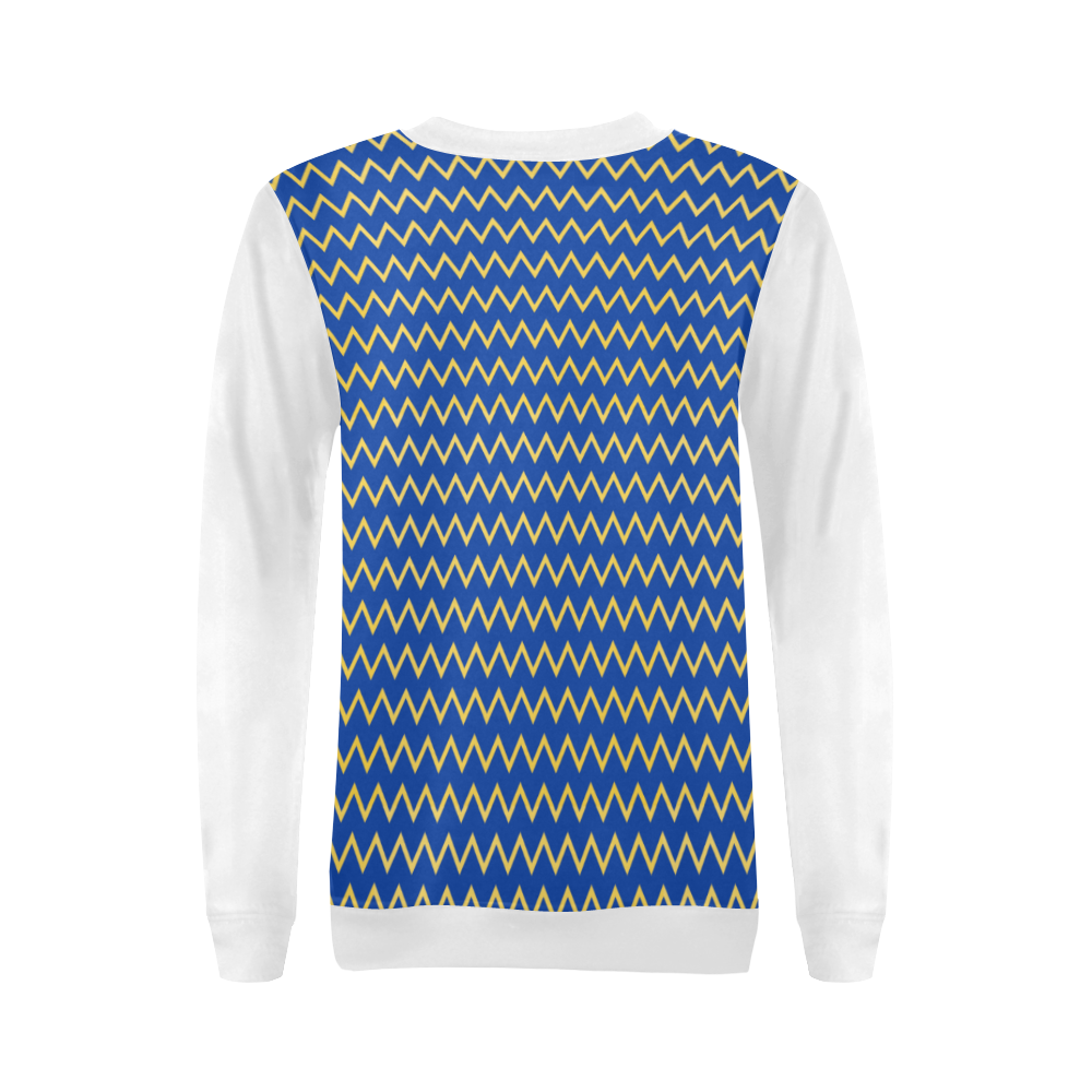 Chevron Jaune/Bleu All Over Print Crewneck Sweatshirt for Women (Model H18)
