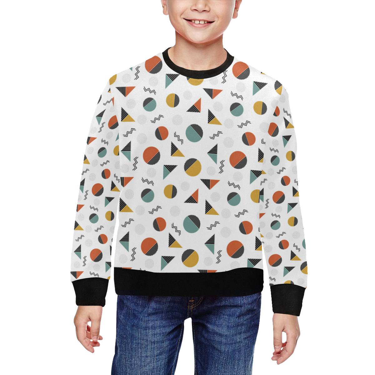Geo Cutting Shapes All Over Print Crewneck Sweatshirt for Kids (Model H29)