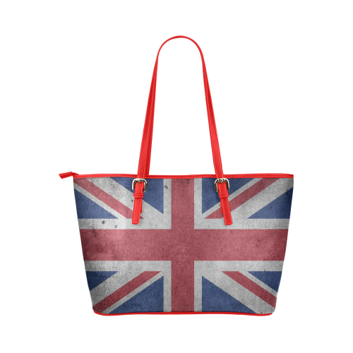 United Kingdom Union Jack Flag - Grunge 1 Leather Tote Bag/Large (Model 1651)