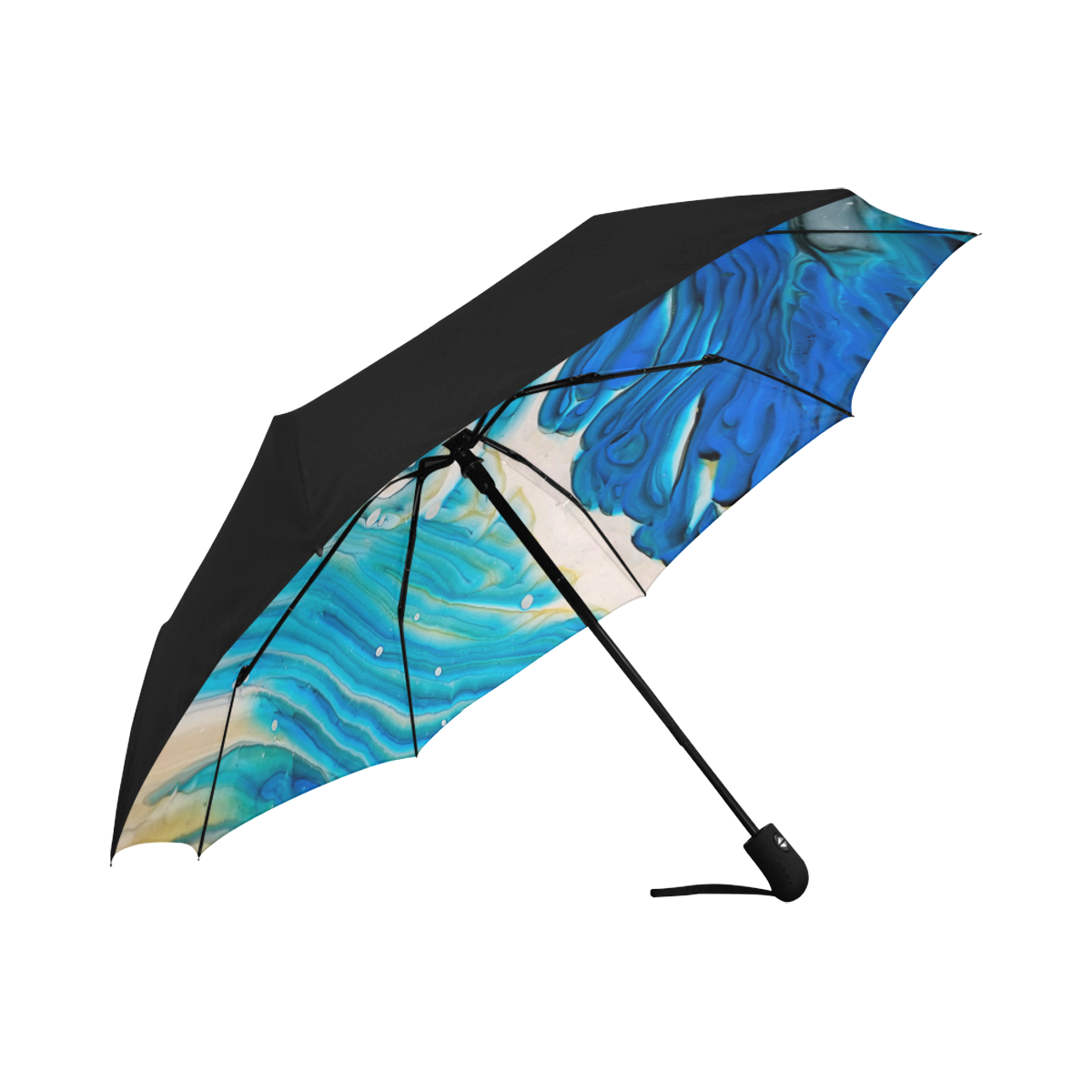 blue feathers. Anti-UV Auto-Foldable Umbrella (Underside Printing) (U06)