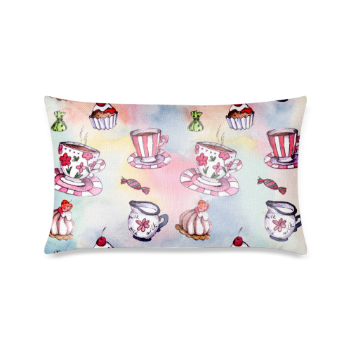 Coffee and sweeets Custom Zippered Pillow Case 16"x24"(One Side Printing)