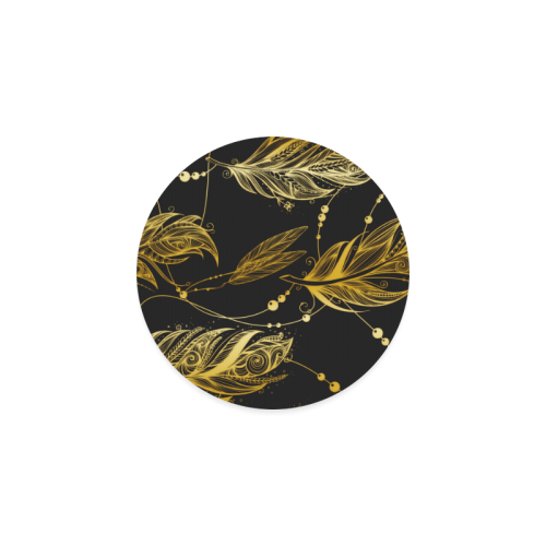 Gold Feathers Round Coaster