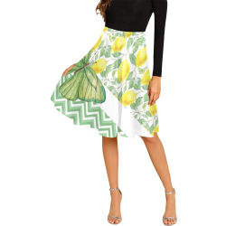Butterfly And Lemons Melete Pleated Midi Skirt (Model D15)