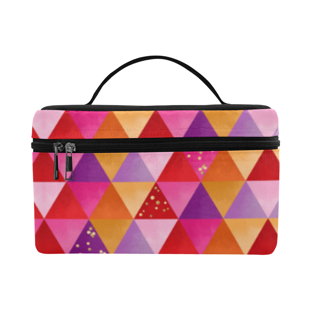 Triangle Pattern - Red Purple Pink Orange Yellow Cosmetic Bag/Large (Model 1658)