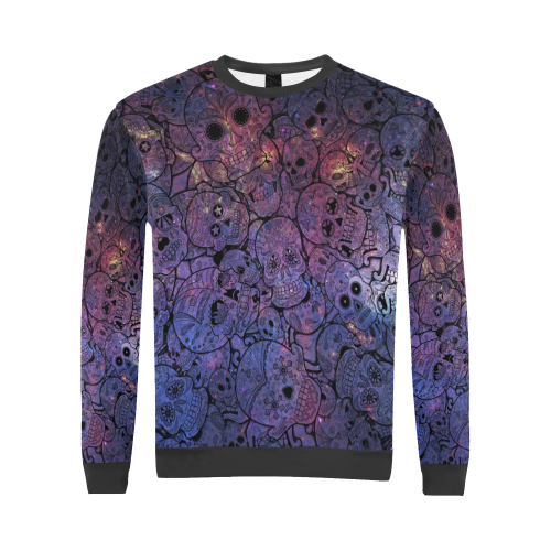 Cosmic Sugar Skulls All Over Print Crewneck Sweatshirt for Men/Large (Model H18)